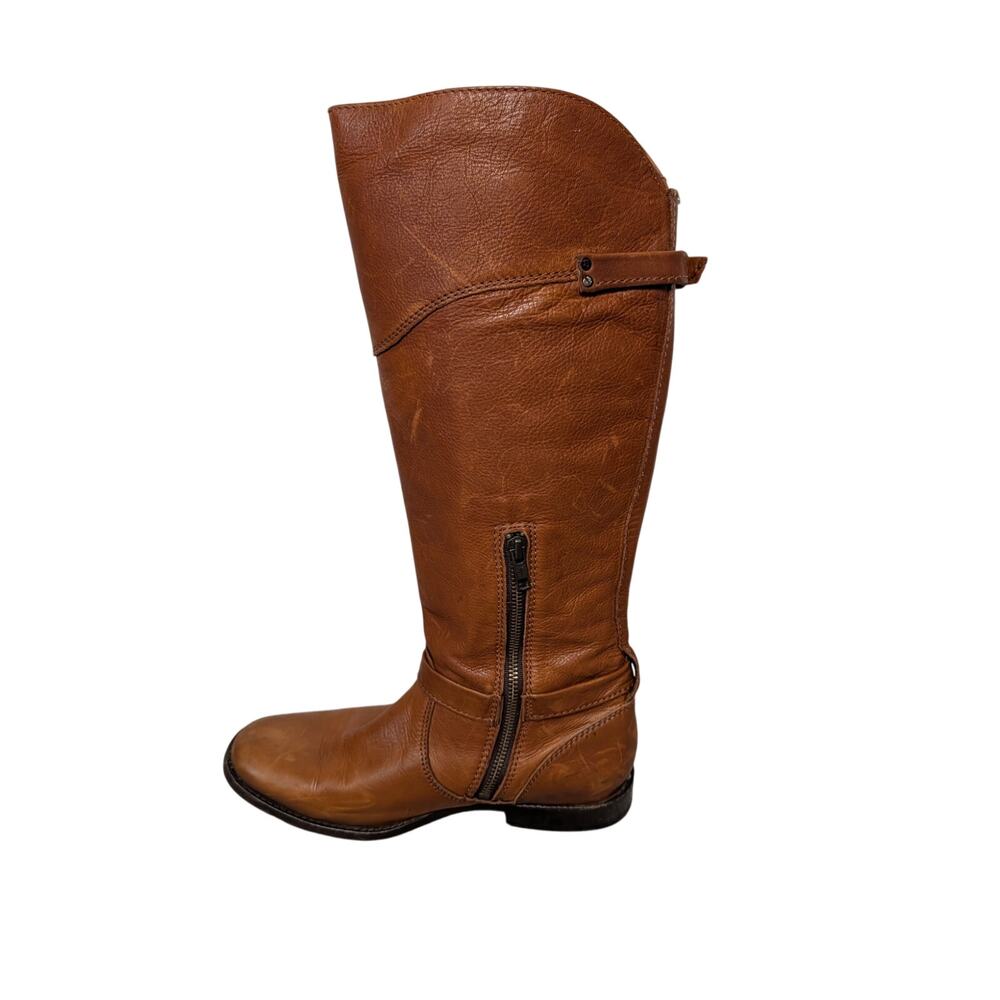 Frye Phillip Riding Boots Womens 9B Cognac Brown Leather Tall Knee High Zip